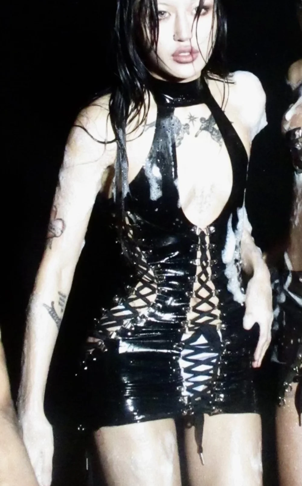 Triple Lace Latex Dress (glass black)  februarytrash