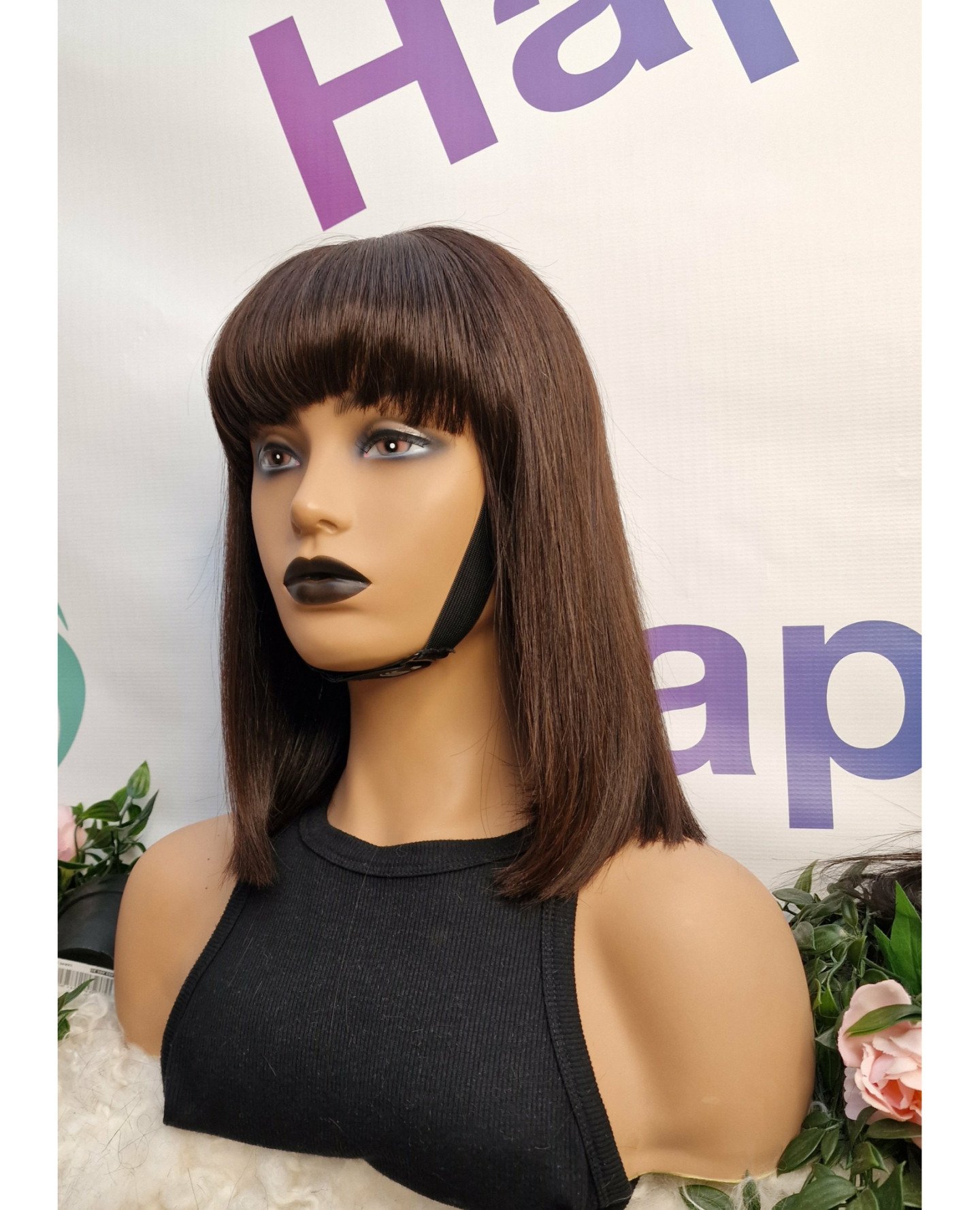 SOFIA WIG UNIT 

Texture: StraightCap Size: 23-24 INCHES (Medium)Hair type: Peruvian virgin hairHair colour: Deep brownLength: 10inches lace closure wig with a fringe or without. Send a message with your preferenceMachine sewn? Yes; last longerElasti