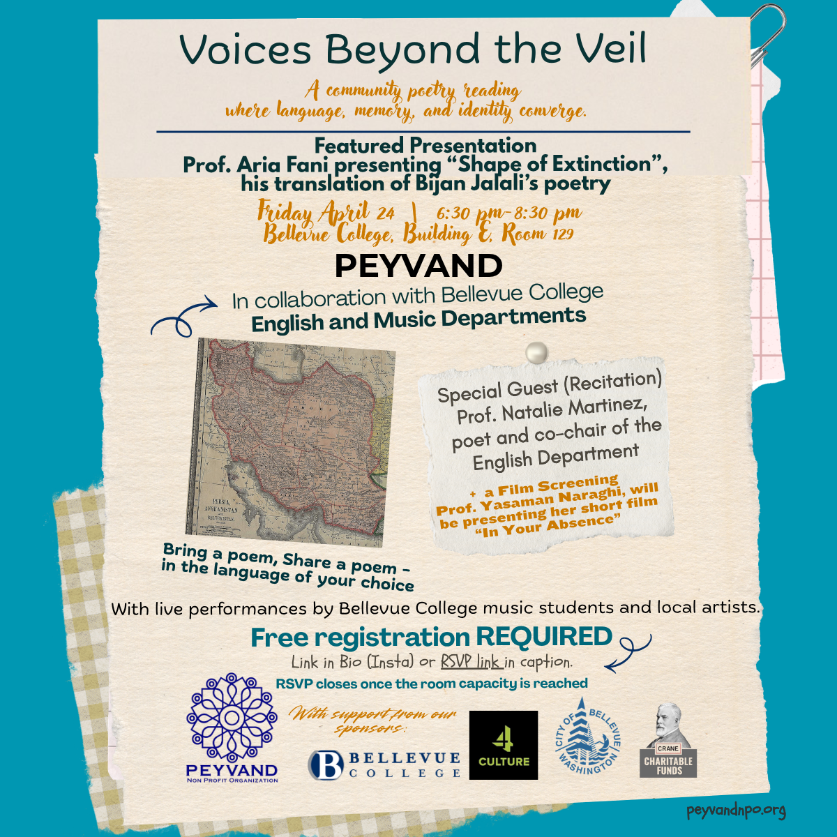 "Voices Beyond the Veil", a community poetry reading where language, memory, and identity converge