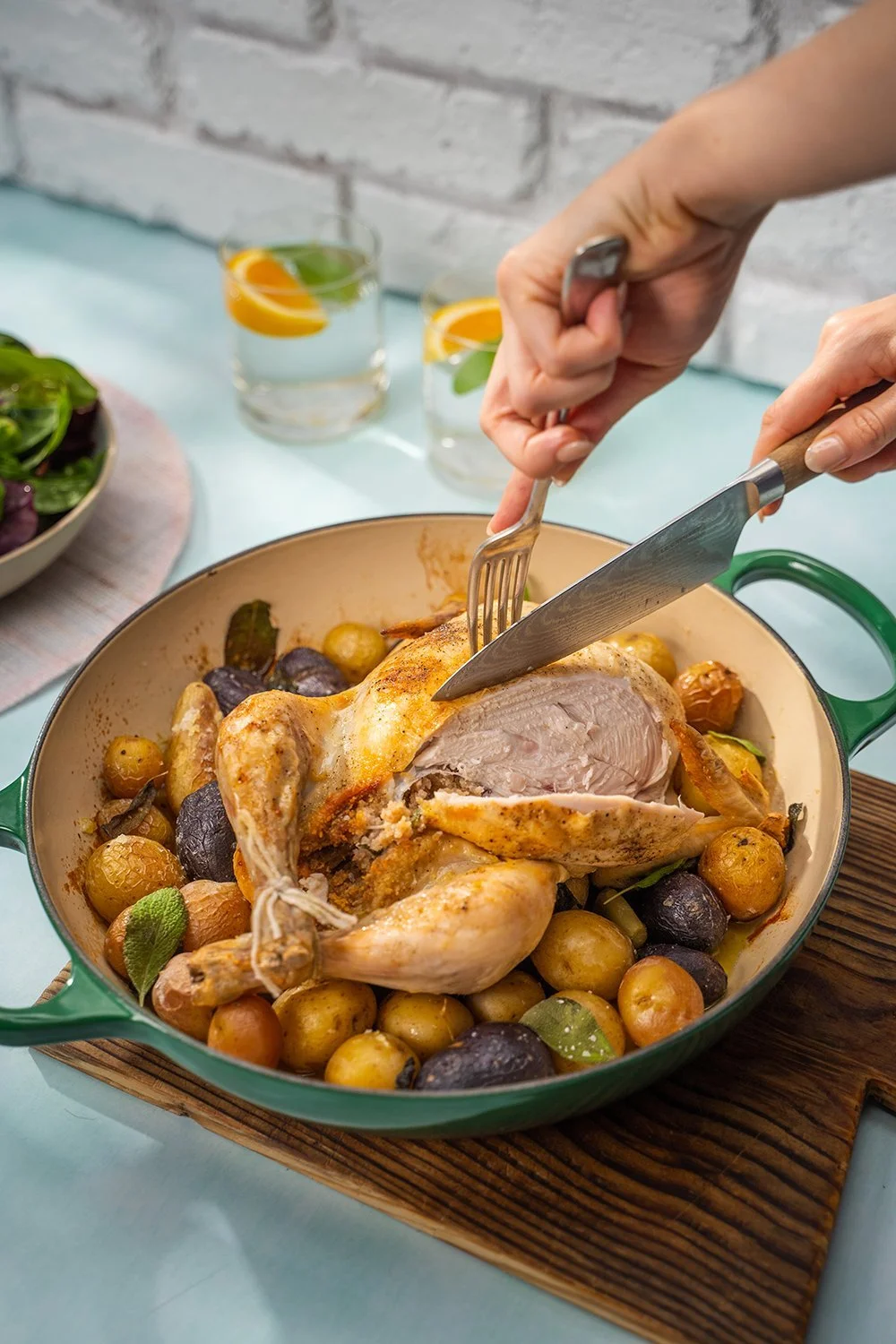 Roast Chicken with Walnut and Sage Stuffing