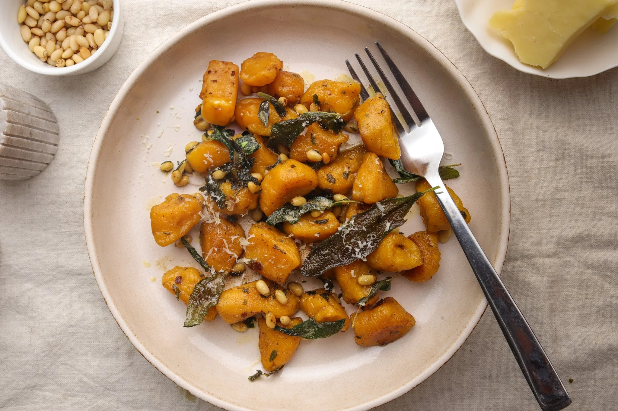 Pumpkin Gnocchi with Pine Nuts