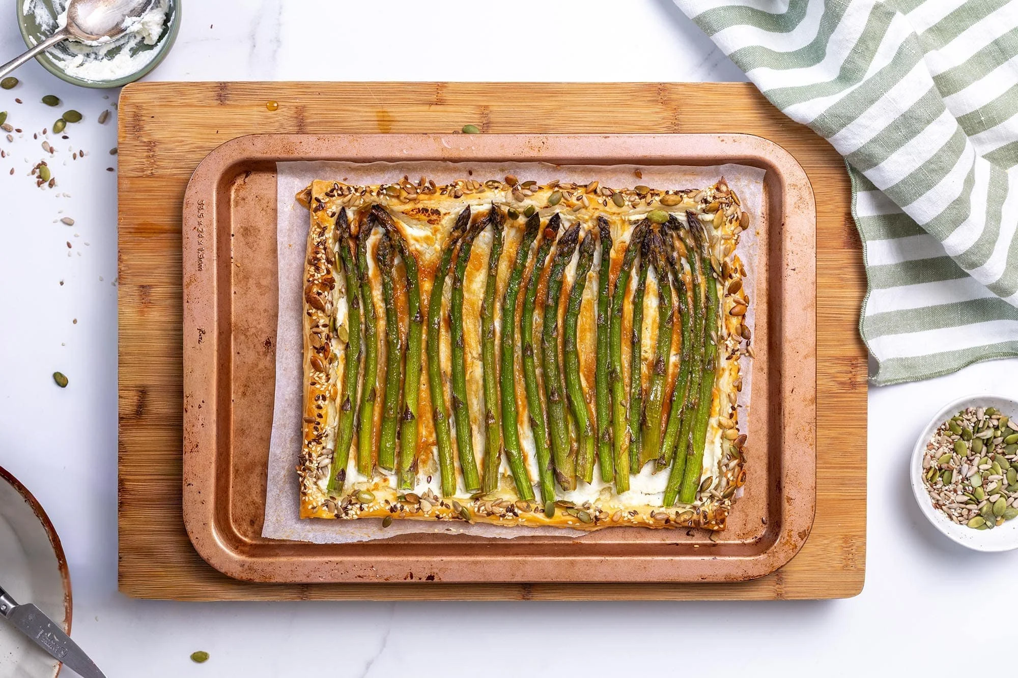 Miso Glazed Asparagus Tart with Seeds