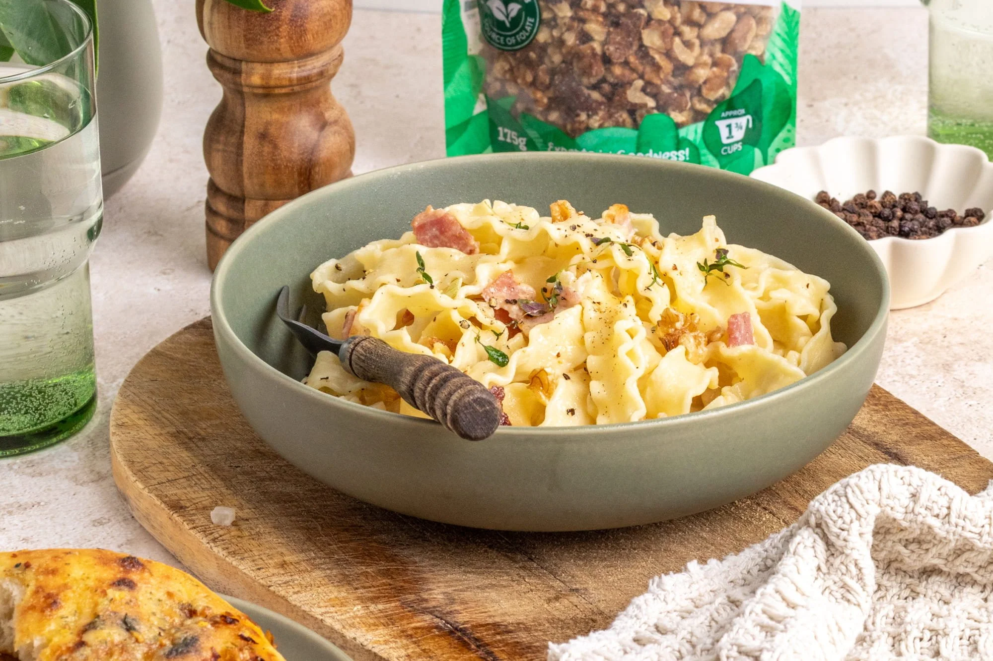 Creamy Bacon &amp; Walnut Mafalda