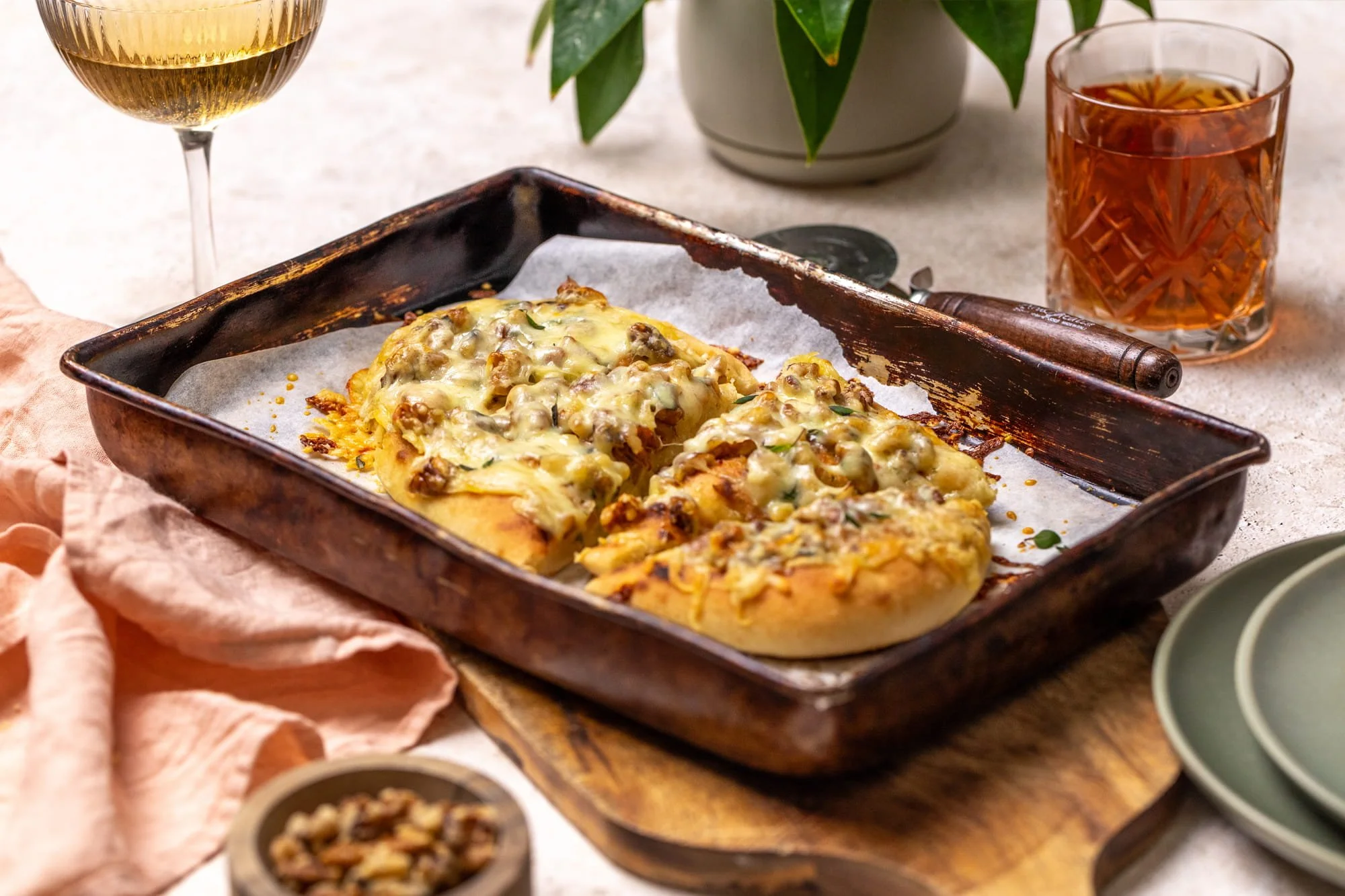 Herby Walnut Garlic Bread