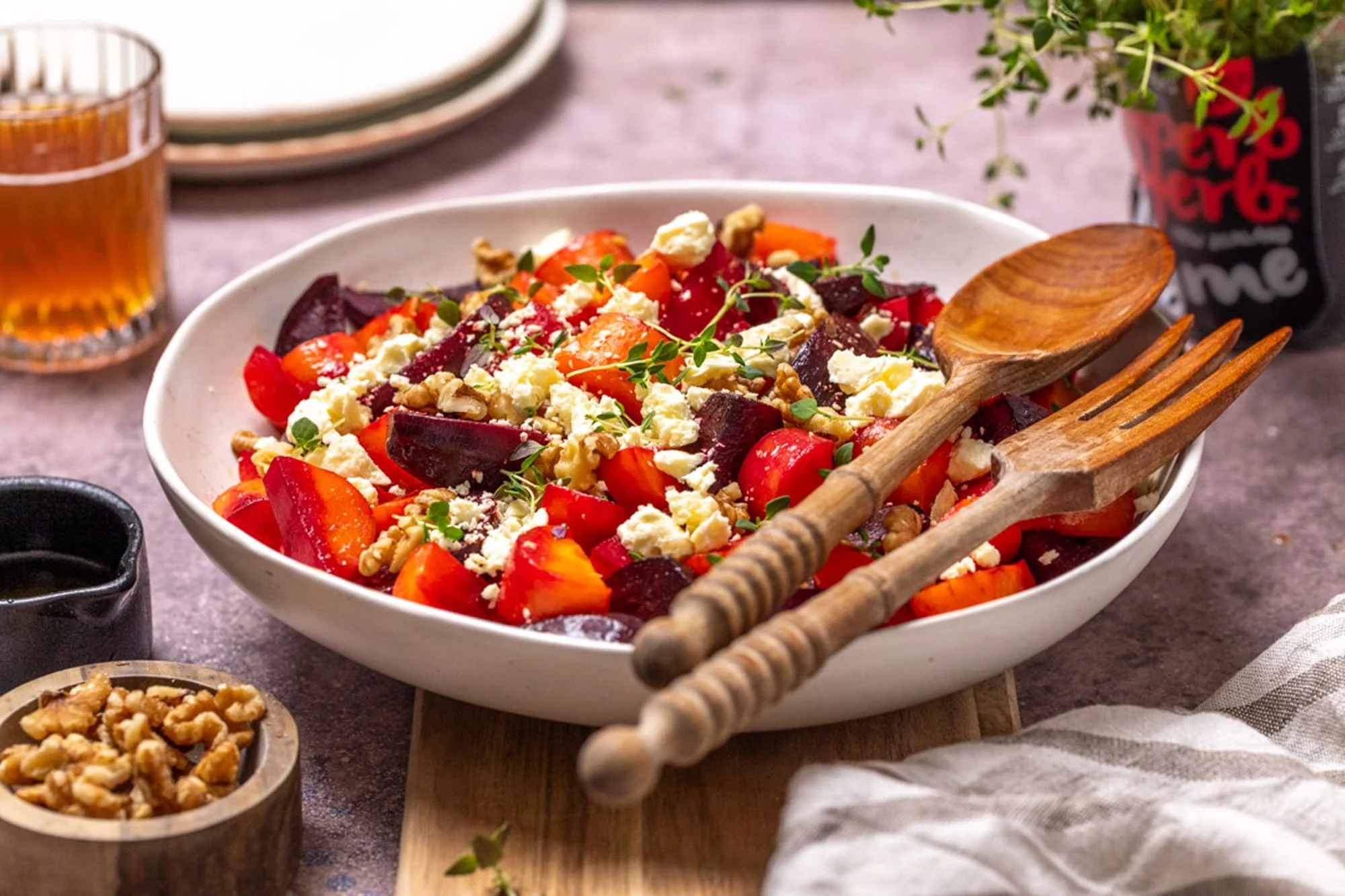 Roasted Beetroot and Carrot Salad with Walnuts