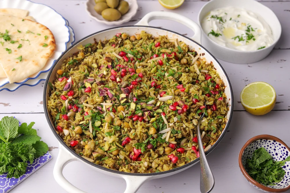 Middle Eastern Spiced Lamb Rice with Pistachio and Almonds — Freshlife