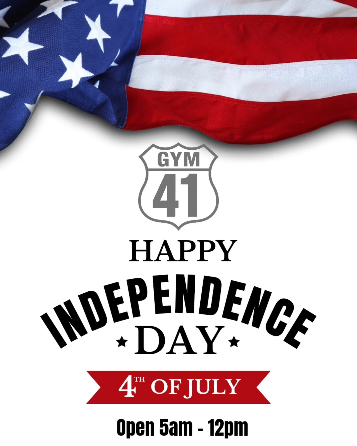 🇺🇸 Happy 4th of July from Gym 41! 🎆💪

Freedom, fitness, and fireworks &mdash; what more could you ask for? 🎇
Start your Independence Day strong with a killer workout!

🗽 Special Holiday Hours:
⏰ 5AM &ndash; 12PM ONLY

Come get your sweat on bef