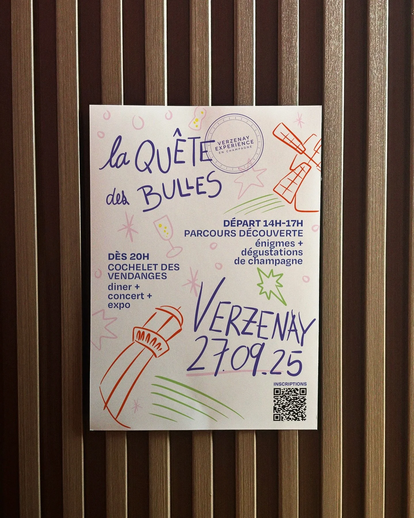 Affiche pour un &eacute;v&eacute;nement qui se passera en septembre &agrave; Verzenay, par @verzenayexperience 🥰