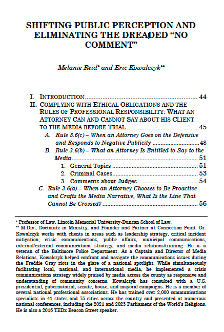 Cover of Shifting Public Perception and Eliminating the Dreaded “No Comment” Article