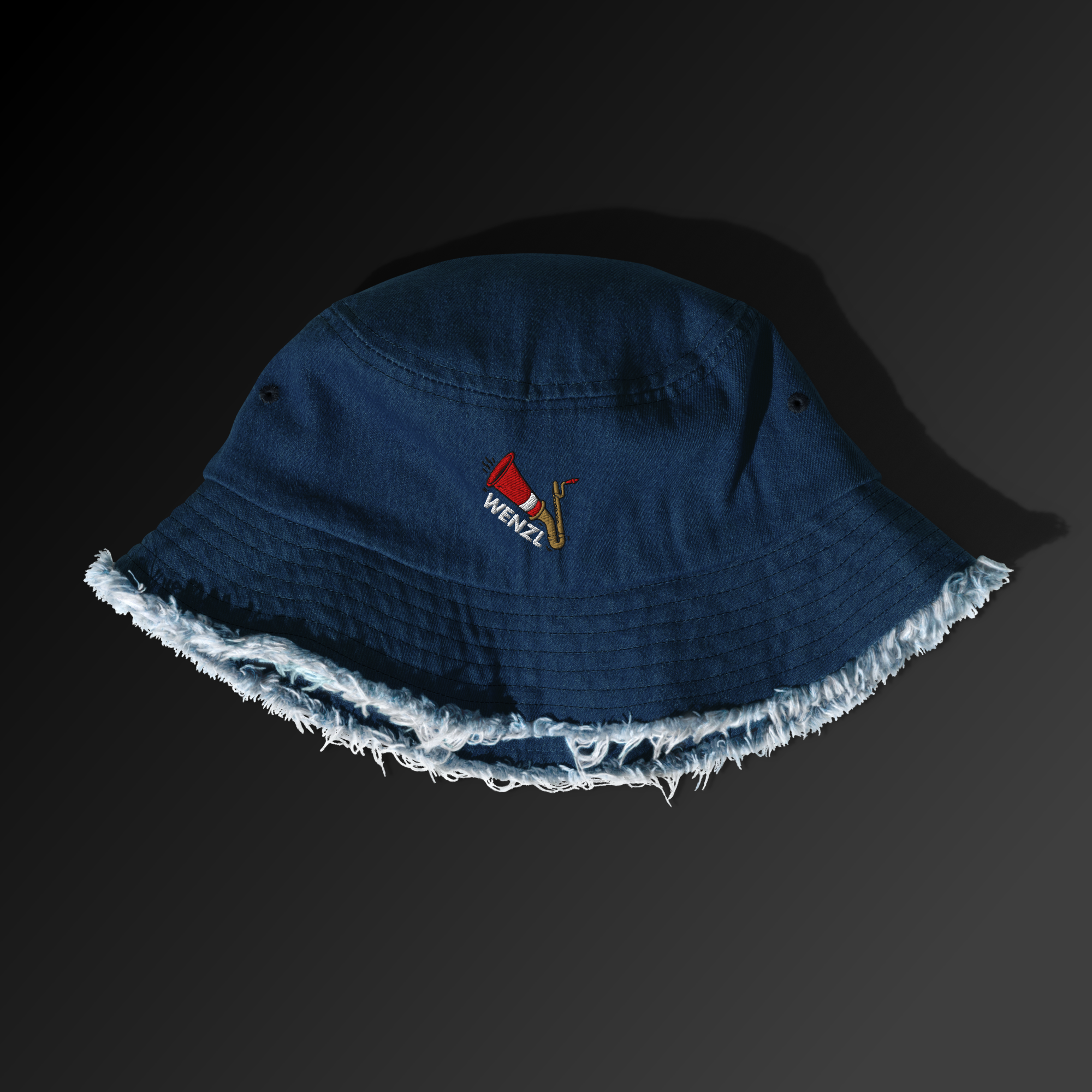 Distressed denim bucket hat