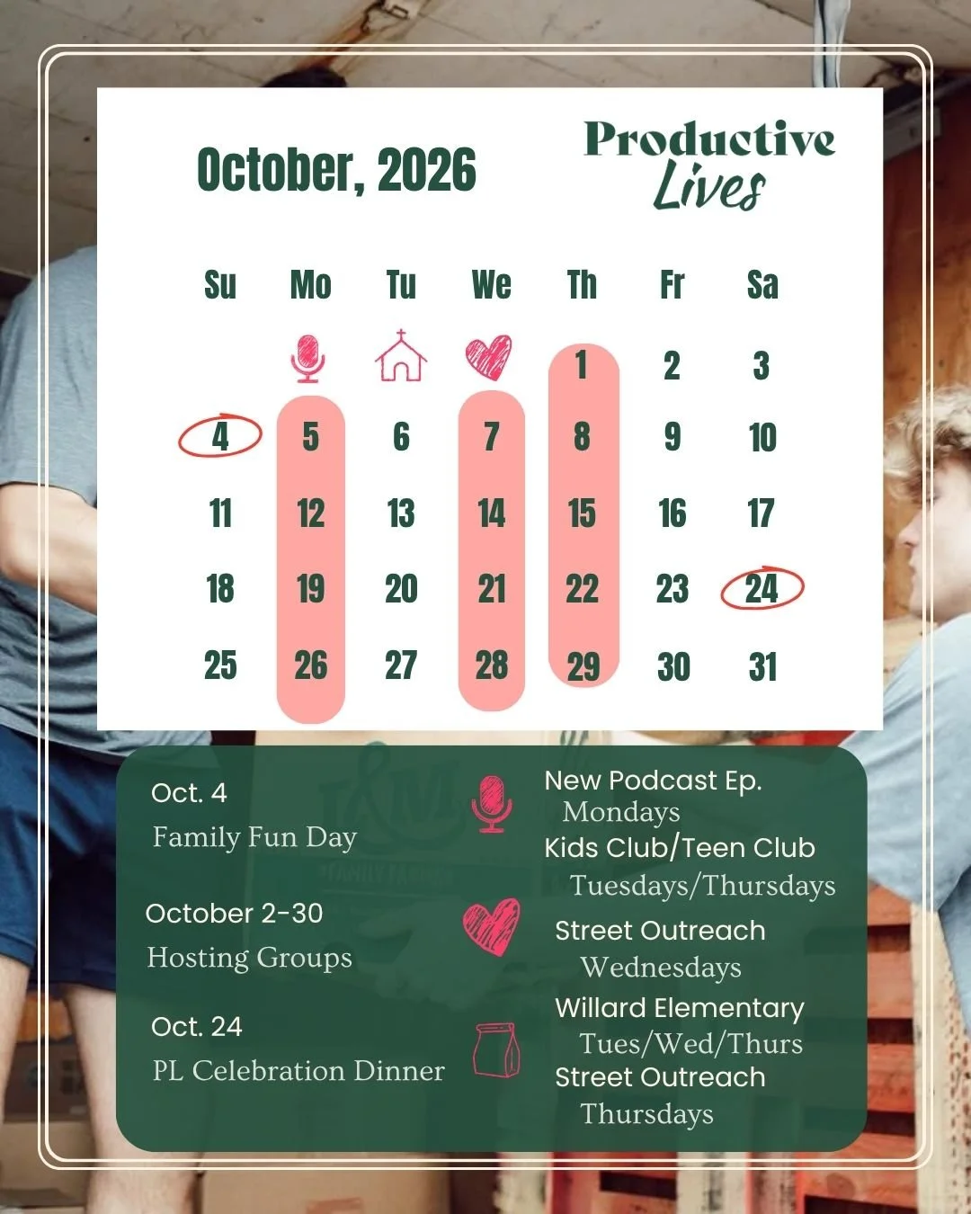🍁 October is here, and there are so many ways to connect, serve, and pray with Productive Lives this month!

Whether you&rsquo;re in Philadelphia or supporting us from afar, we&rsquo;d love for you to be a part of what God is doing in our community.