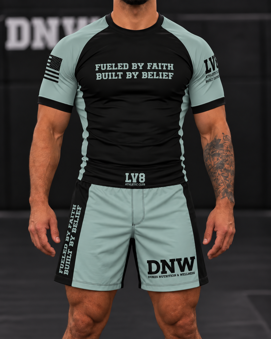 Fueled By Faith Built on Belief Rashguard Mens