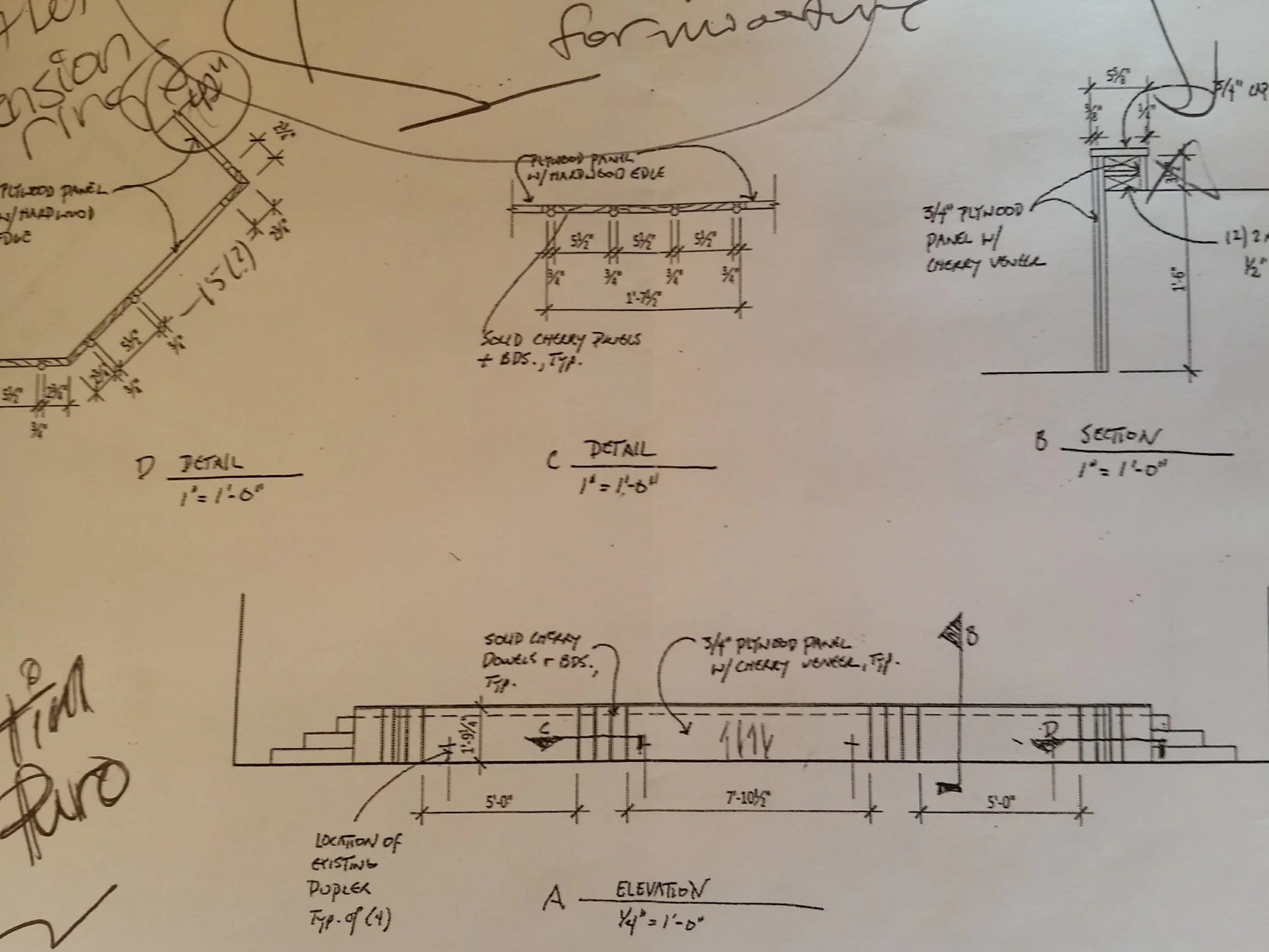 Plan view of custom woodworking job