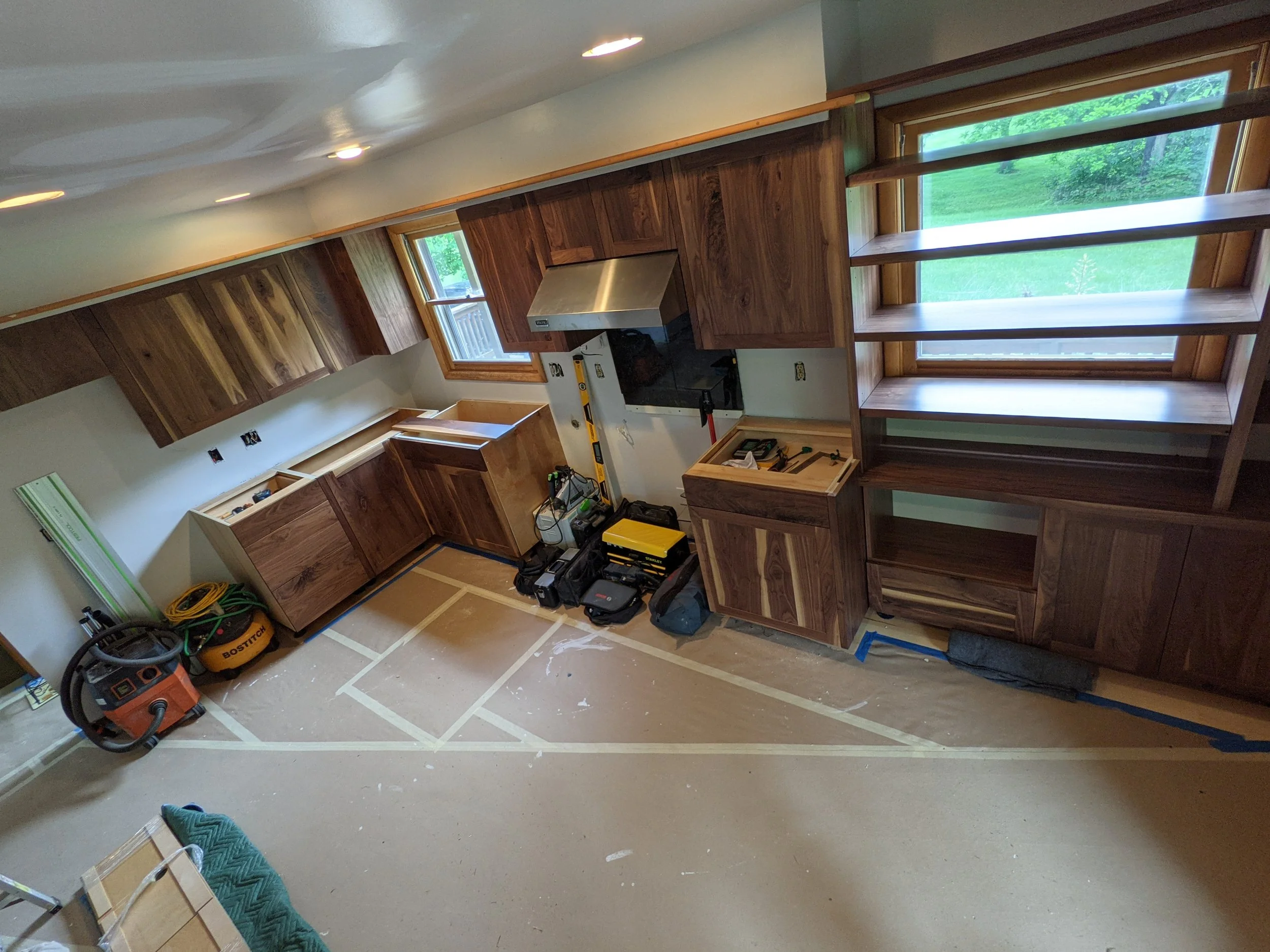 Custom solid walnut kitchen installation