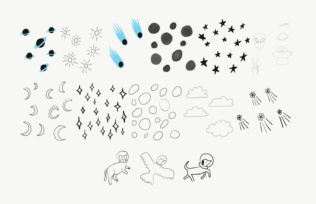 Hand-Drawn Icons before making patterns