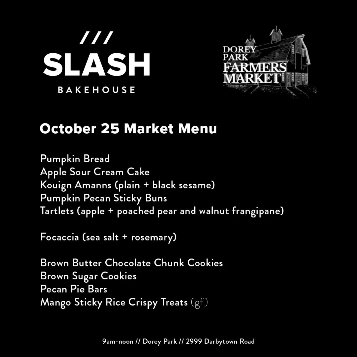 /// Pumpkins! Apples! Pecans! Warm spices! We'll have loads of fall favorites at the last @doreyfarmersmarket of the season tomorrow! 

Come see us 9am-noon!