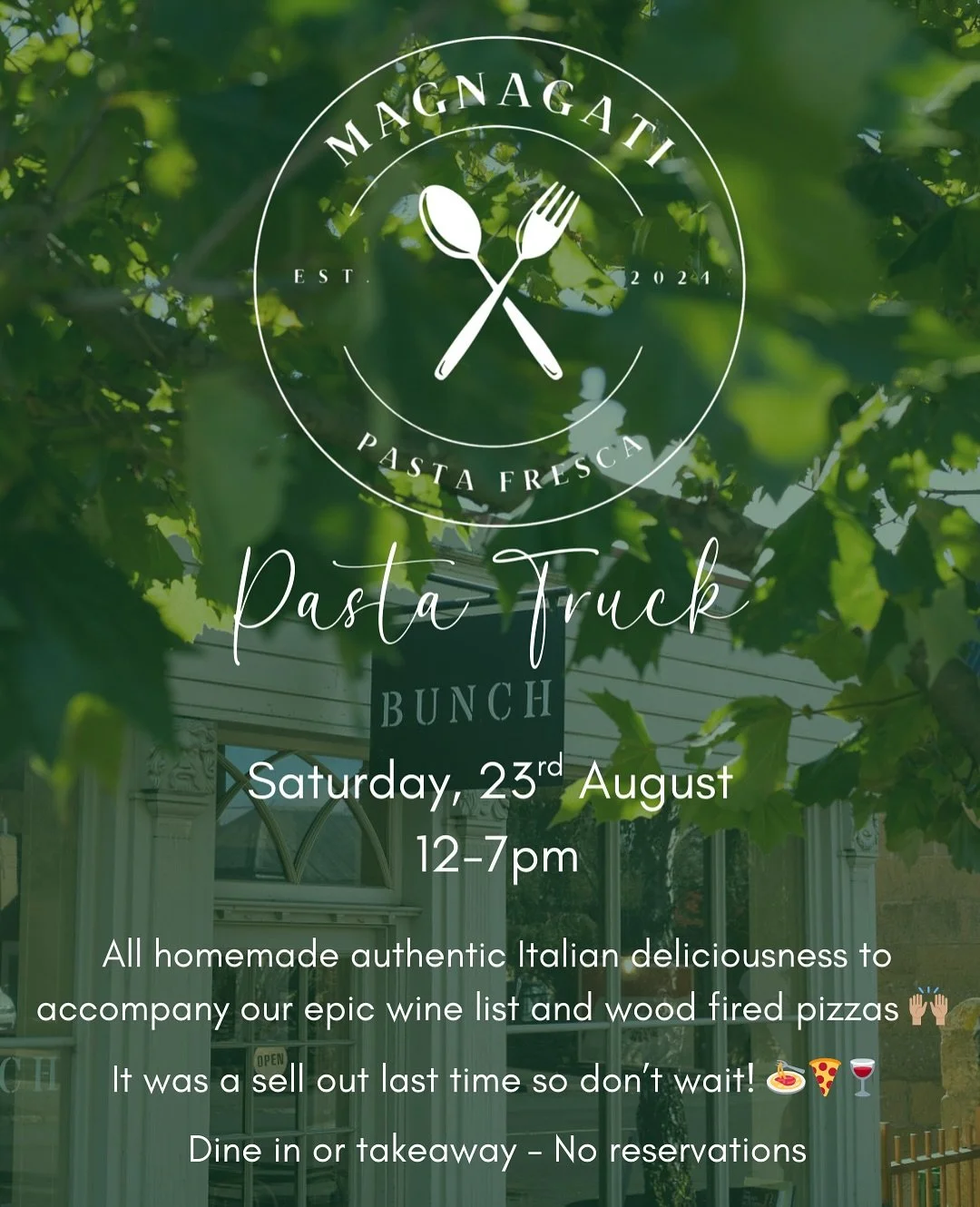 This weekend! Don&rsquo;t miss out on @magnagatipasta truck back in town outside Bunch 👏 always a sell out so run don&rsquo;t walk!