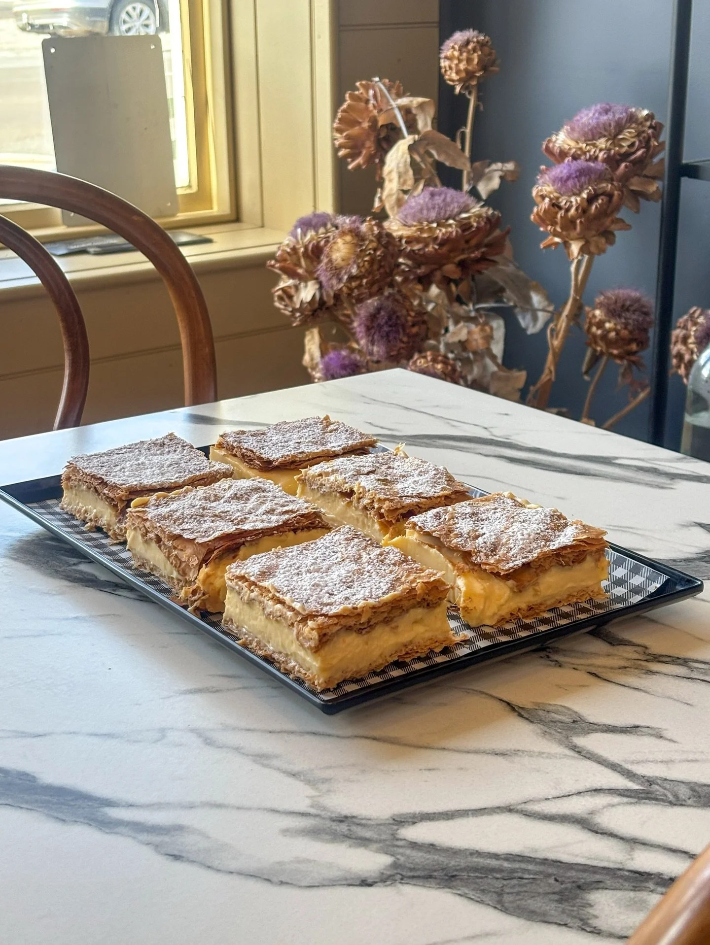 What a way to crack into the first day of summer 🫣

Lydia&rsquo;s classic vanilla slice with house made custard 😋 

#bunchoatlands #tasmanianeats #tasfoodie #tasmaniancafe #oatlands #oatlandstasmania #midlands #eatlocaltasmania #tassiest #freshfrom