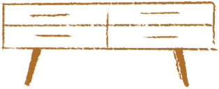 Wooden bench with four legs and a slatted backrest
