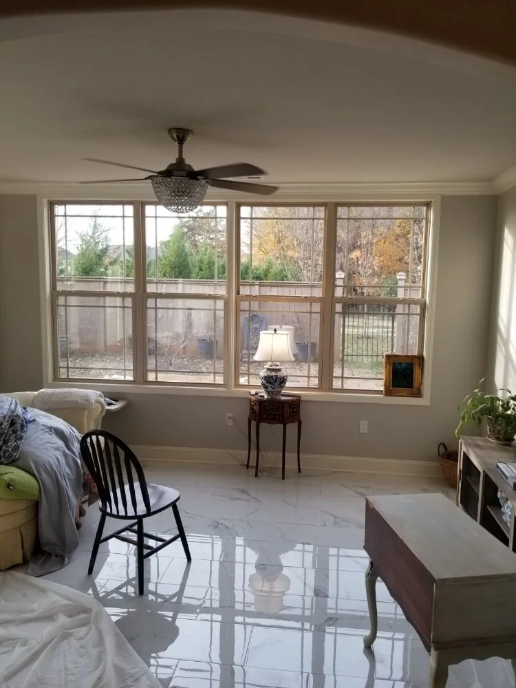 Example of window replacement we did with a clear view to the yard.