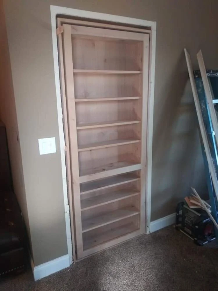 View of 8 shelf built-in style door.