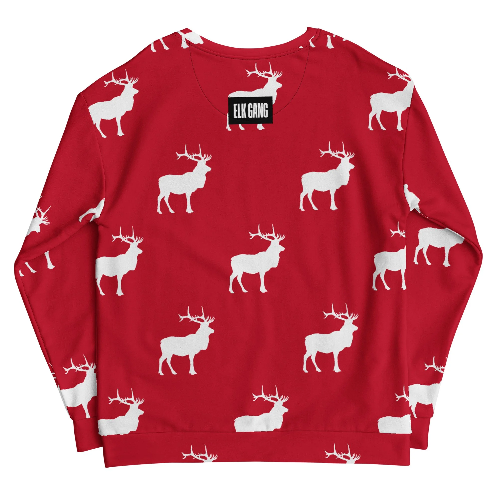 Elk Gang, Red & White Patterned, Upcyled Sweatshirt