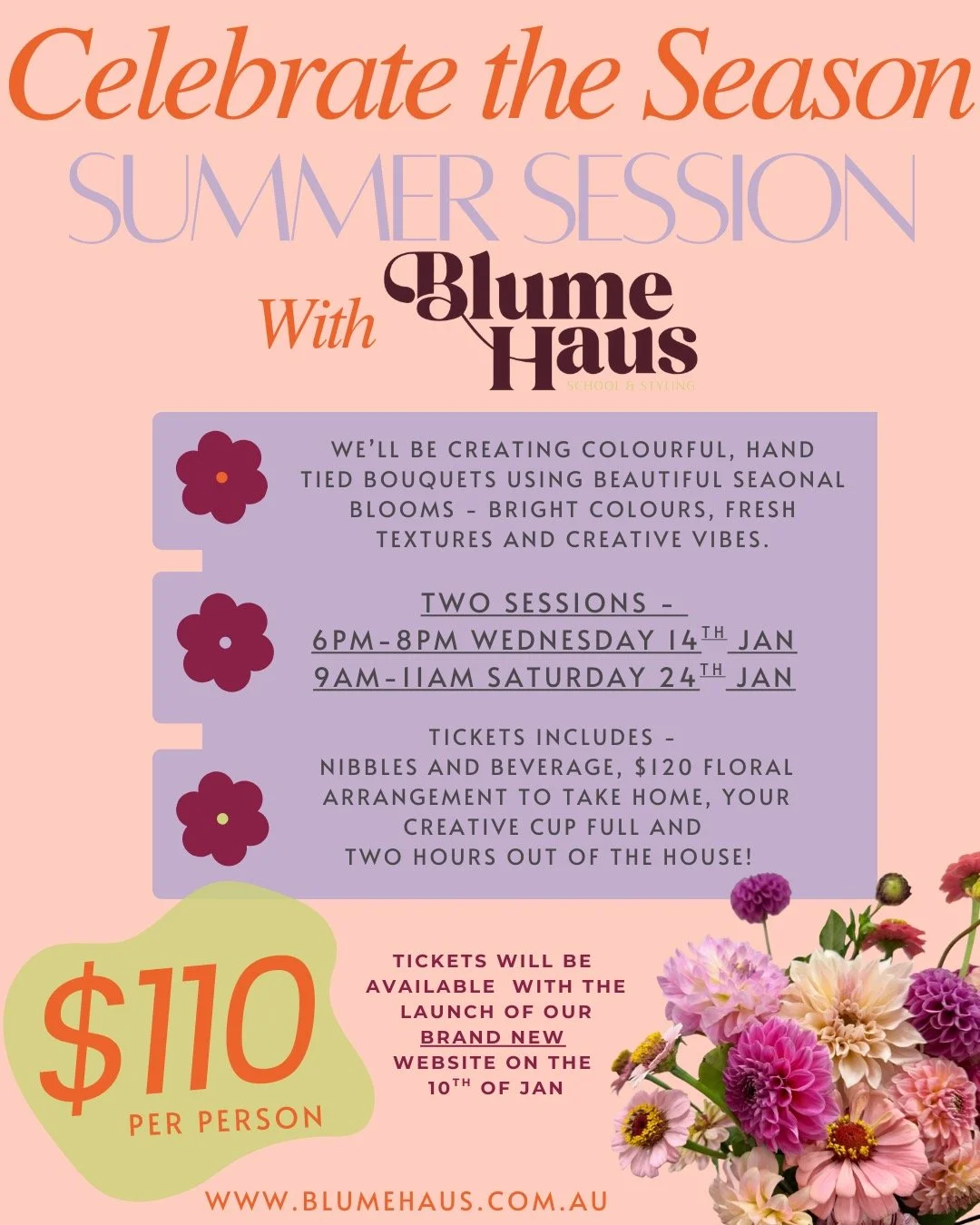 Summer is here (finally) and so are the flowers 💛

Join us for our &lsquo;Celebrate the Season ☀️Summer Session Workshop - We&rsquo;ll be creating colourful, hand-tied bouquets using beautiful seasonal blooms locally grown in our area and sourced fr