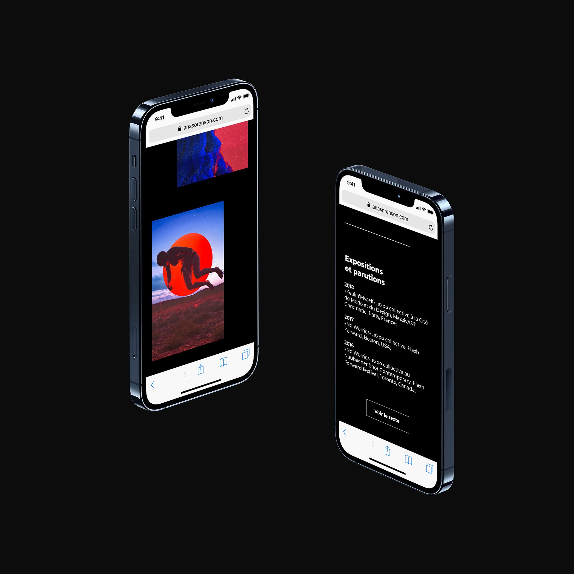 mobile website design for a fictional artist