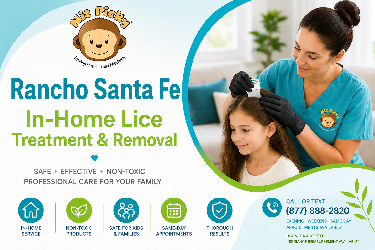 Rancho Santa Fe in-home lice treatment and removal by a Nit Picky® technician providing safe, non-toxic head lice treatment for families.