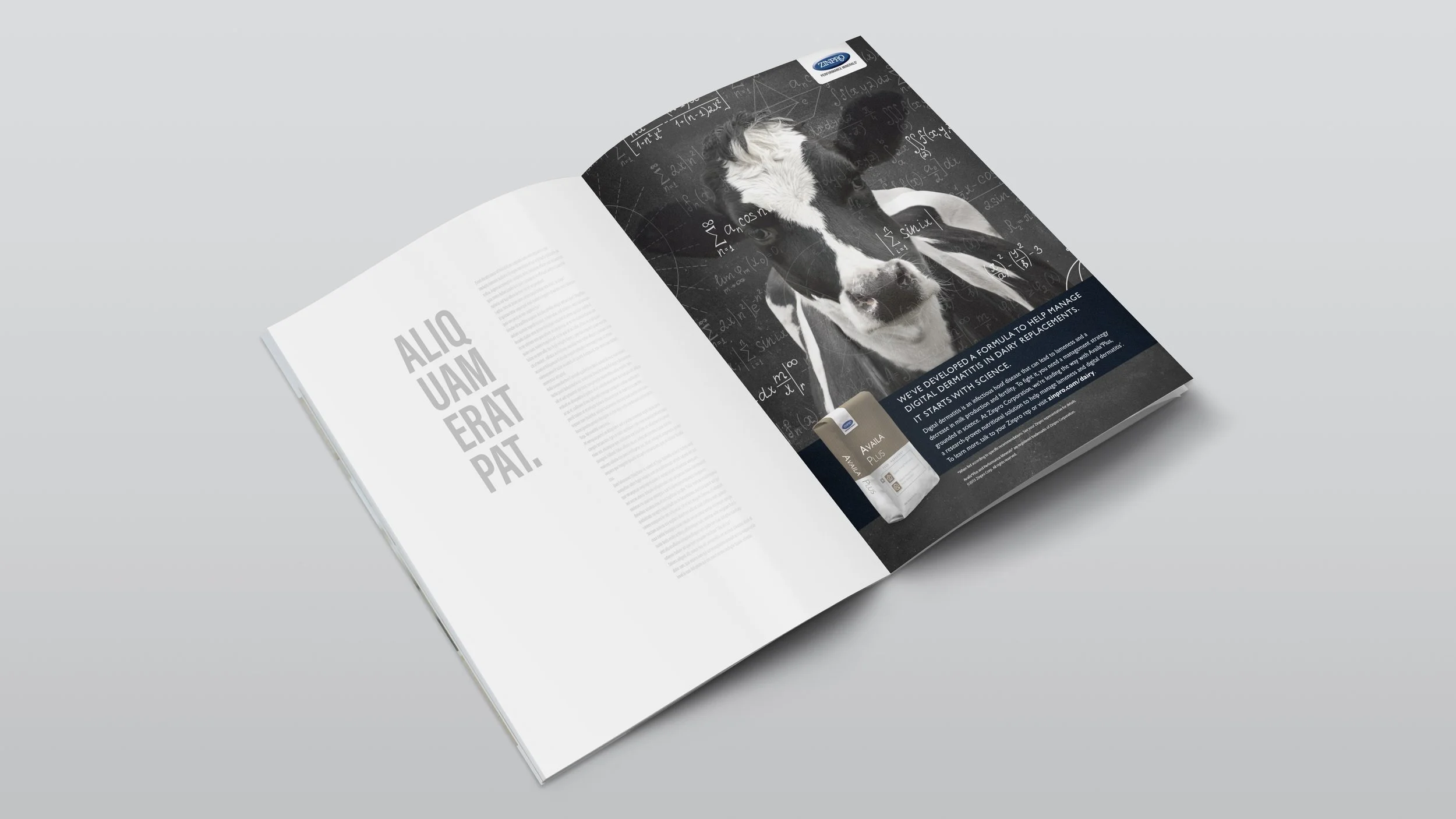 Single page print ad for Availa 4 for dairy cattle.