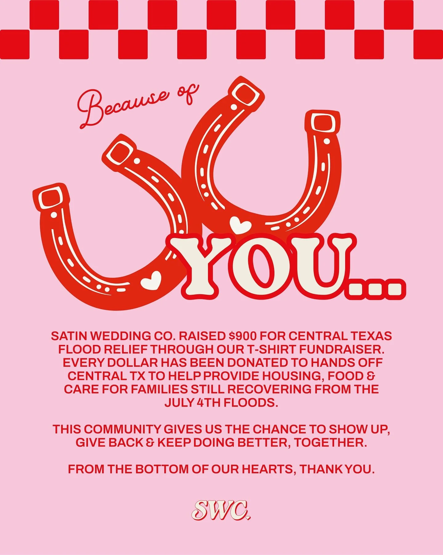 Y&rsquo;all showed up.

We raised $900 through our tee fundraiser &amp; every last dollar has been donated to @handsoffcentraltx to support families still recovering from the July 4th floods. It might not sound like a ton, but it matters. Every drop 