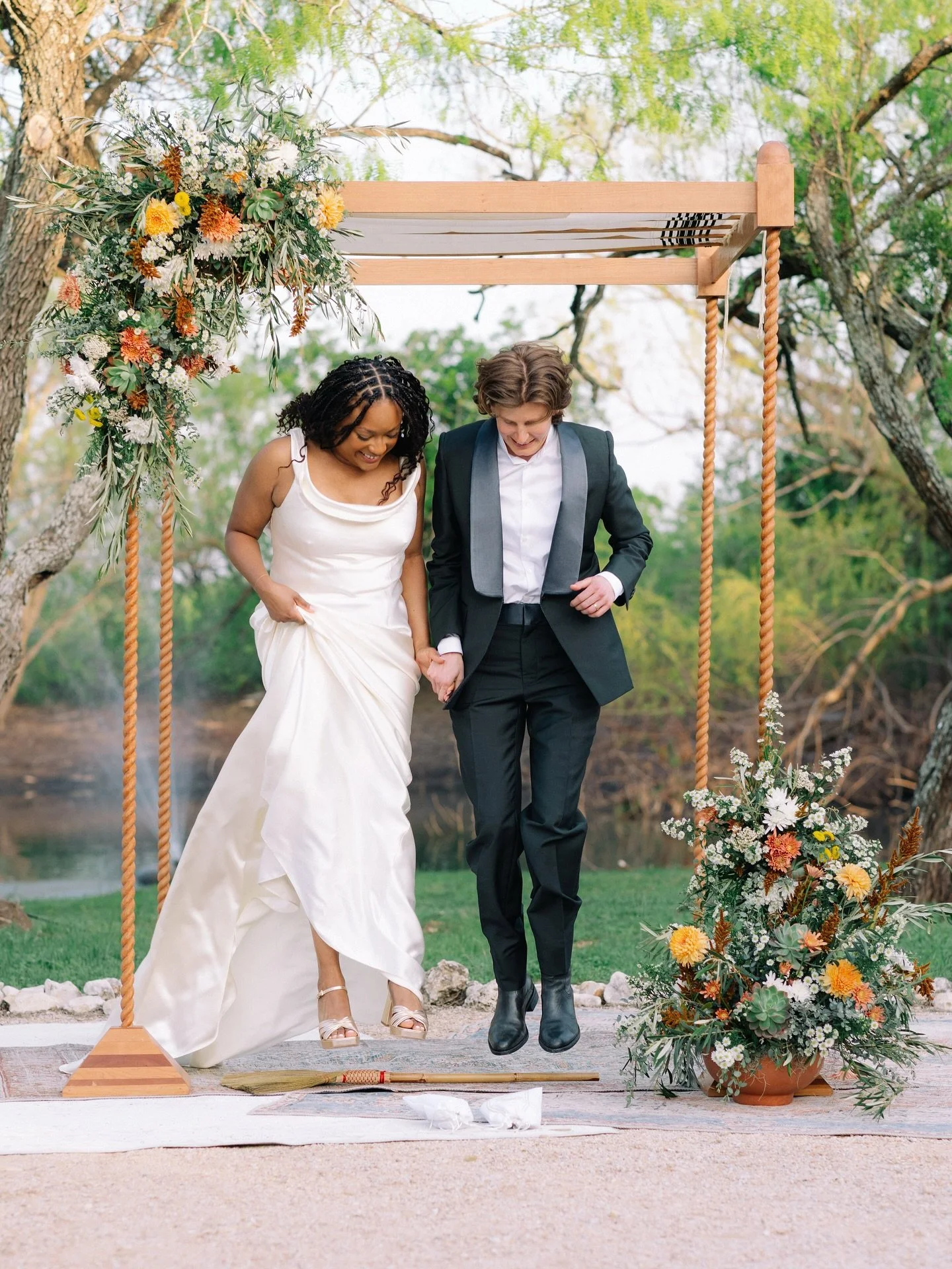 Ale &amp; Kameko weren&rsquo;t here for the same &rsquo;ole wedding playbook. They kicked things off with a pre-ceremony cocktail hour &amp; @hey_cowboy on the mic to set the vibes early. When it was time to get married, they chose to have all their 