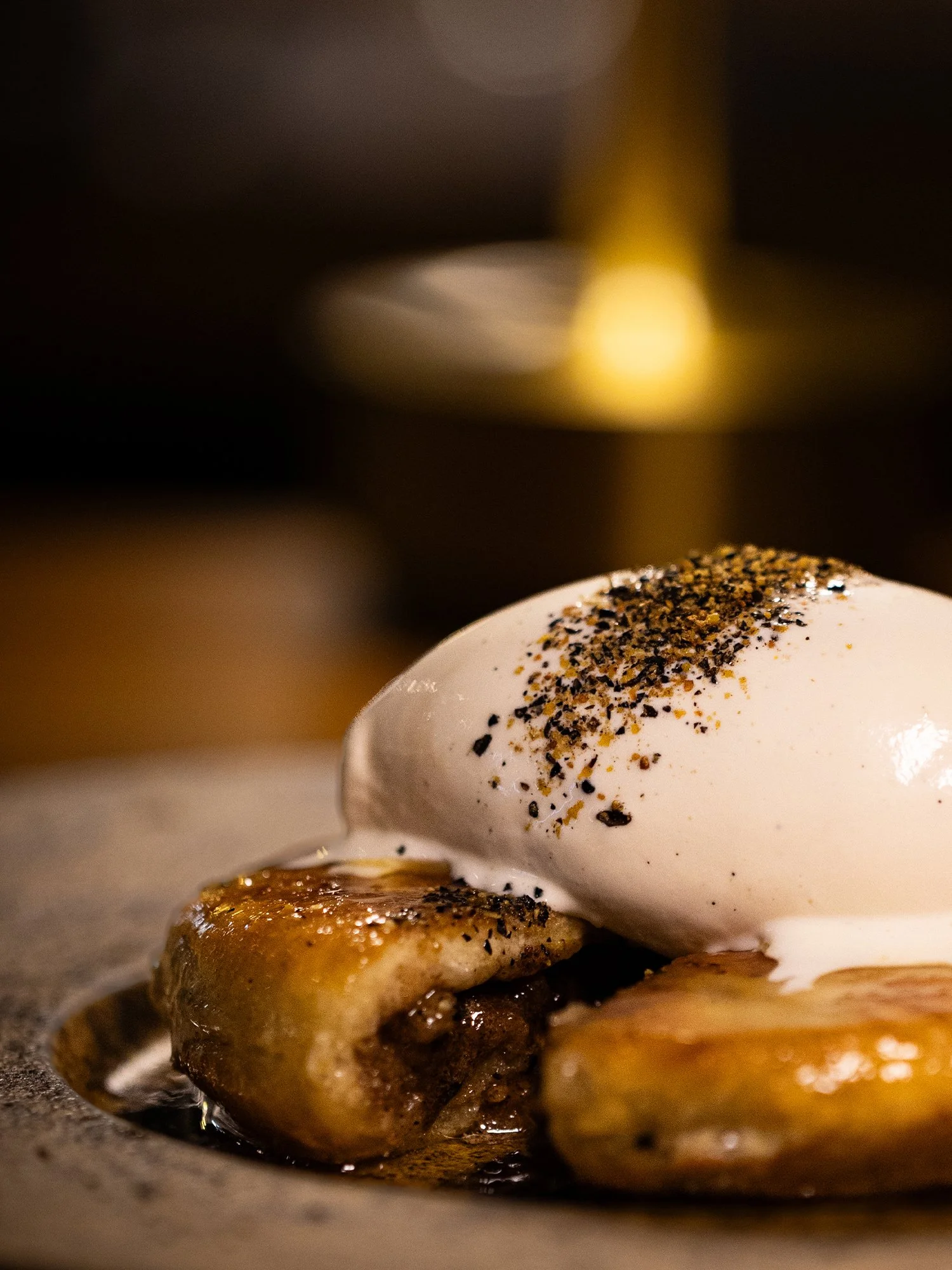 2025 - Hotteok, macadamia and wattleseed caramel, jerusalem artichoke ice-cream