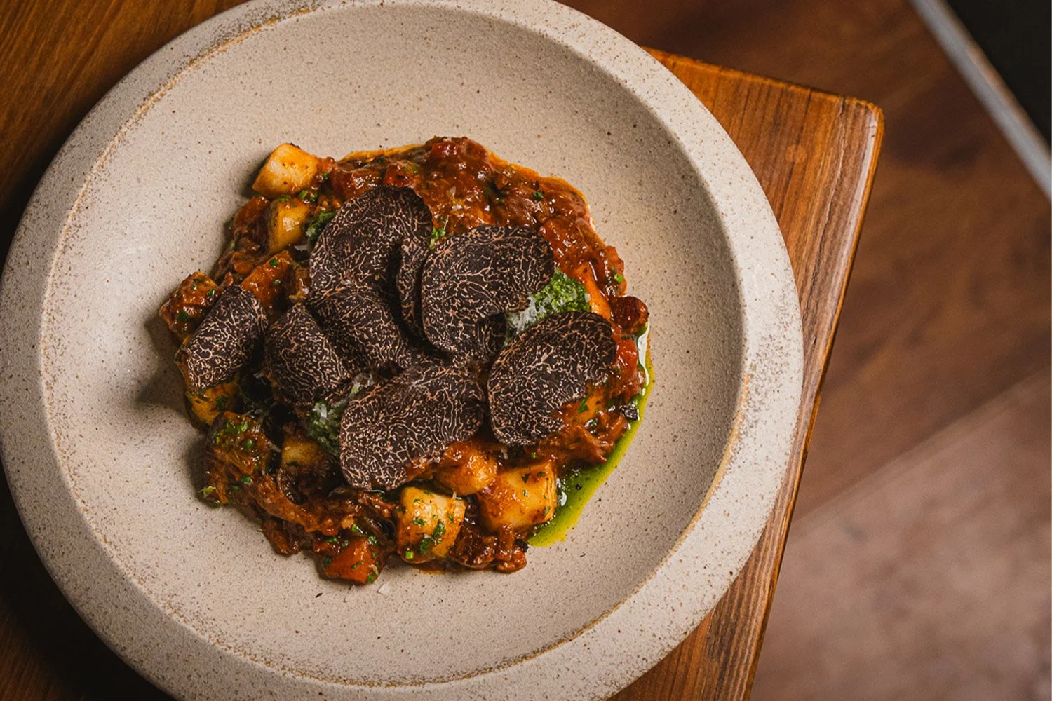Osso buco tteokbokki, pancetta, parmesan and black truffle