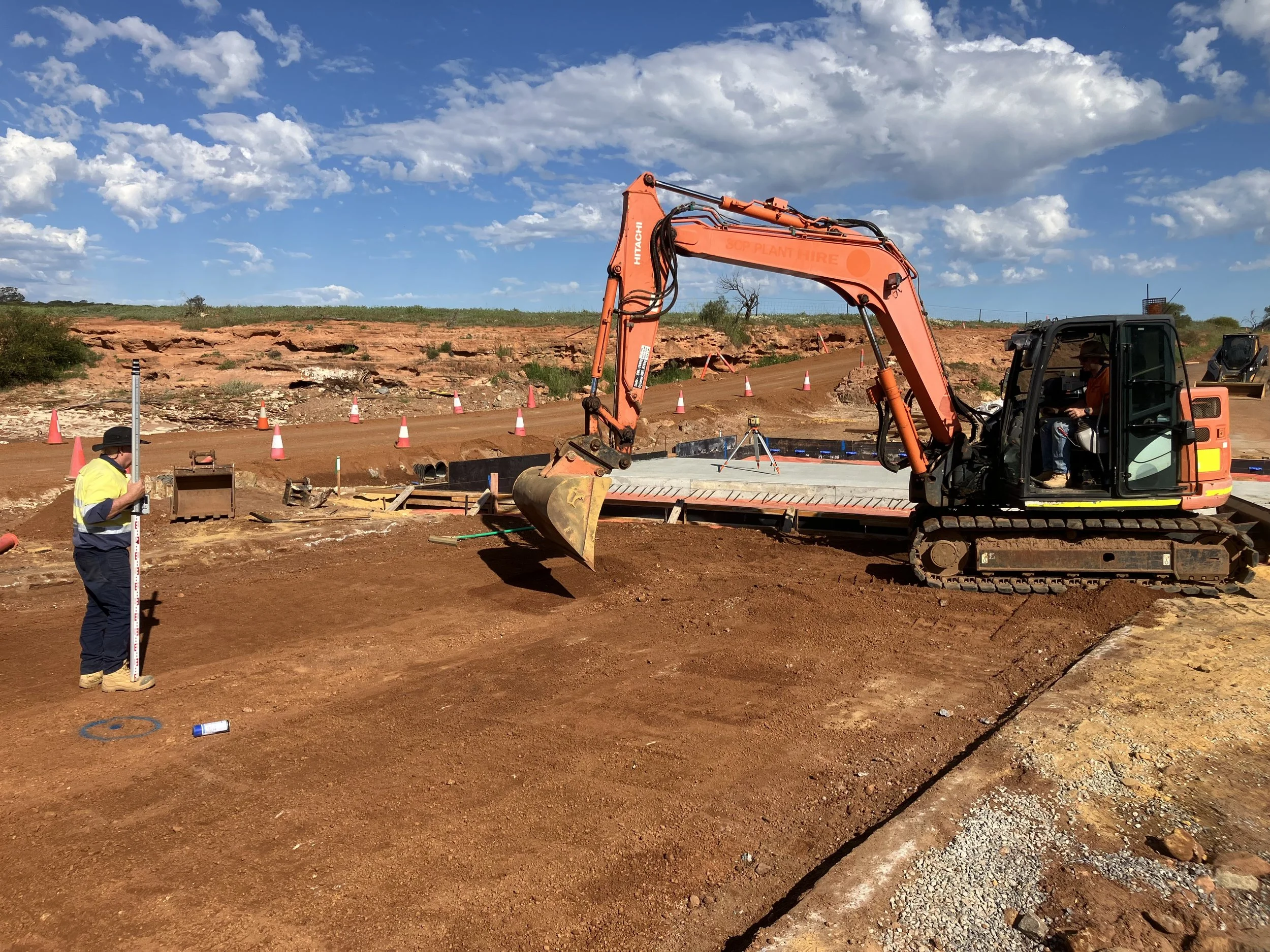 Earthmoving digger used for civil contracting work in the Midwest WA