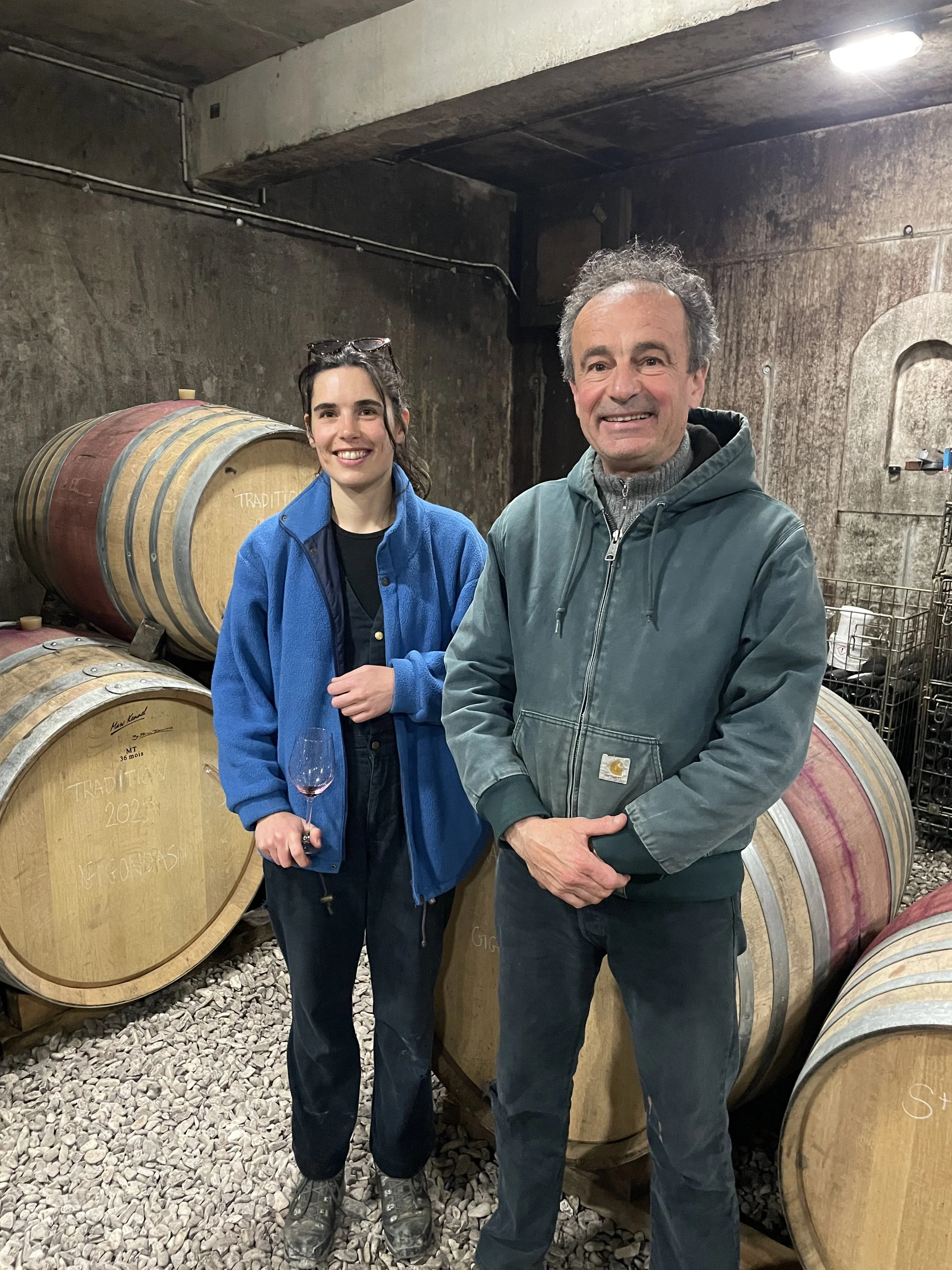 Zoe and her father Jean-Baptiste Meunier of Moulin de la Gardette in Gigondas