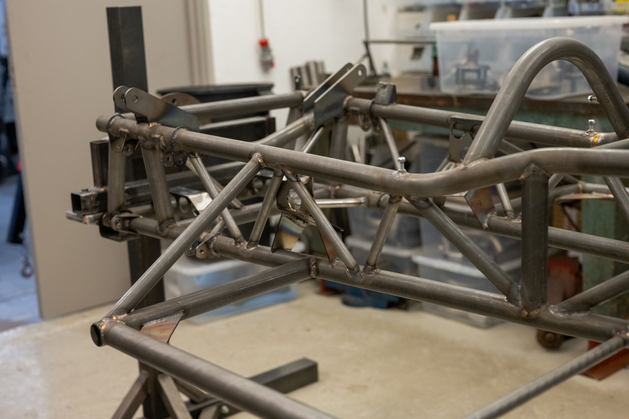 We're fabricating a custom Griffith road car chassis and adding some extra strengthening. The customer intends to fit an engine producing a lot more power than standard so we've added tubes to support where the upper chassis rails bulge out to accomm