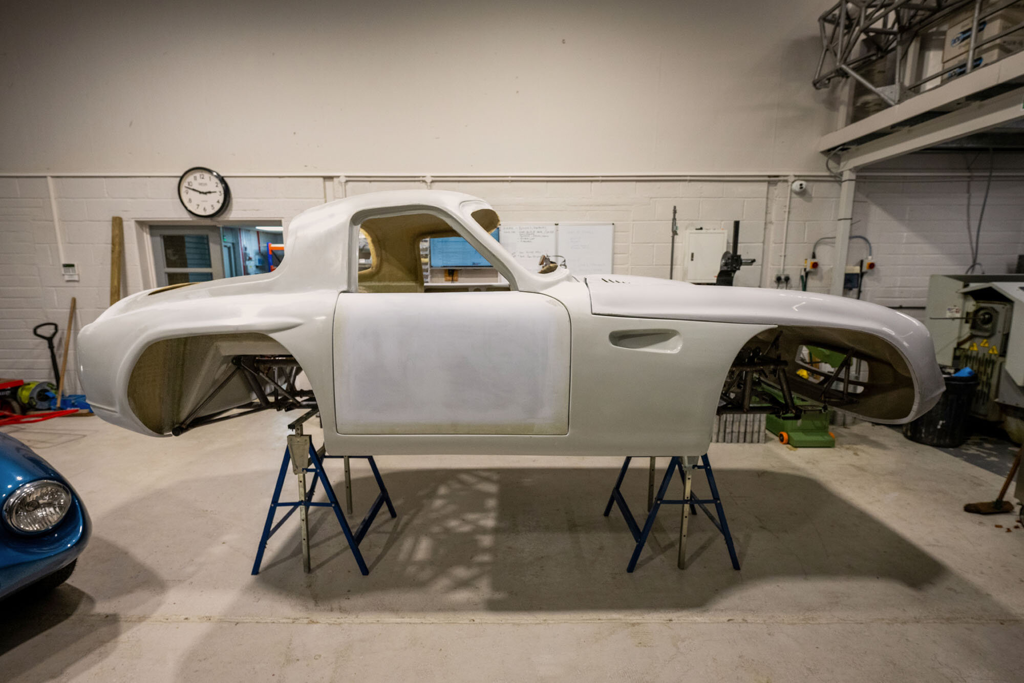 We have just completed this brand new Griffith body shell made from the original 1965 TVR factory moulds, with fitted doors, bonnet, race chassis and wishbone set. It's in stock and available now with 20% off as a part of our winter sale!

Click the 