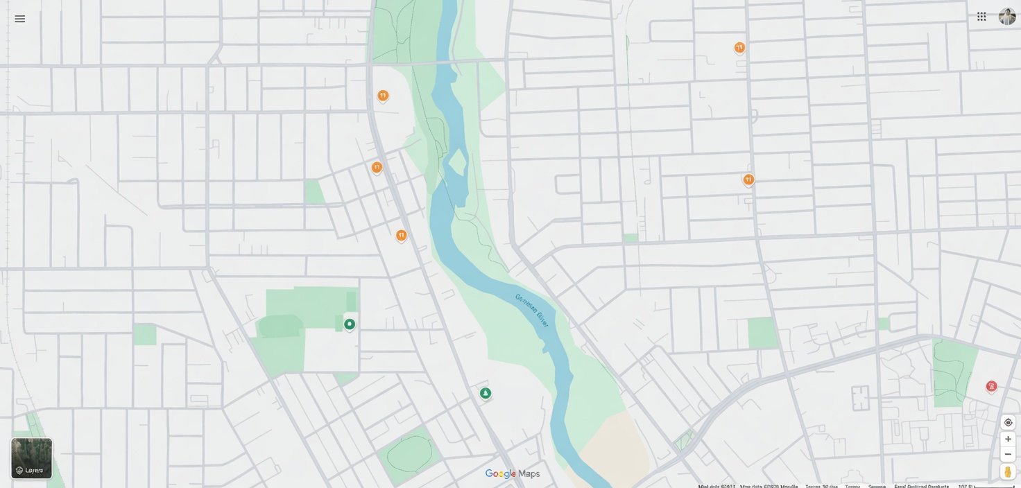 Map of Myoka City showing the main bridge across the Geomeda River where the Beta Testers Wall lives