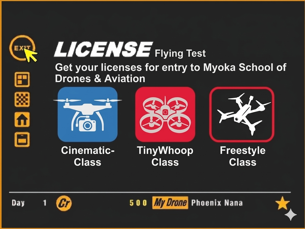 Myoka License System — Cinematic, TinyWhoop, Freestyle classes