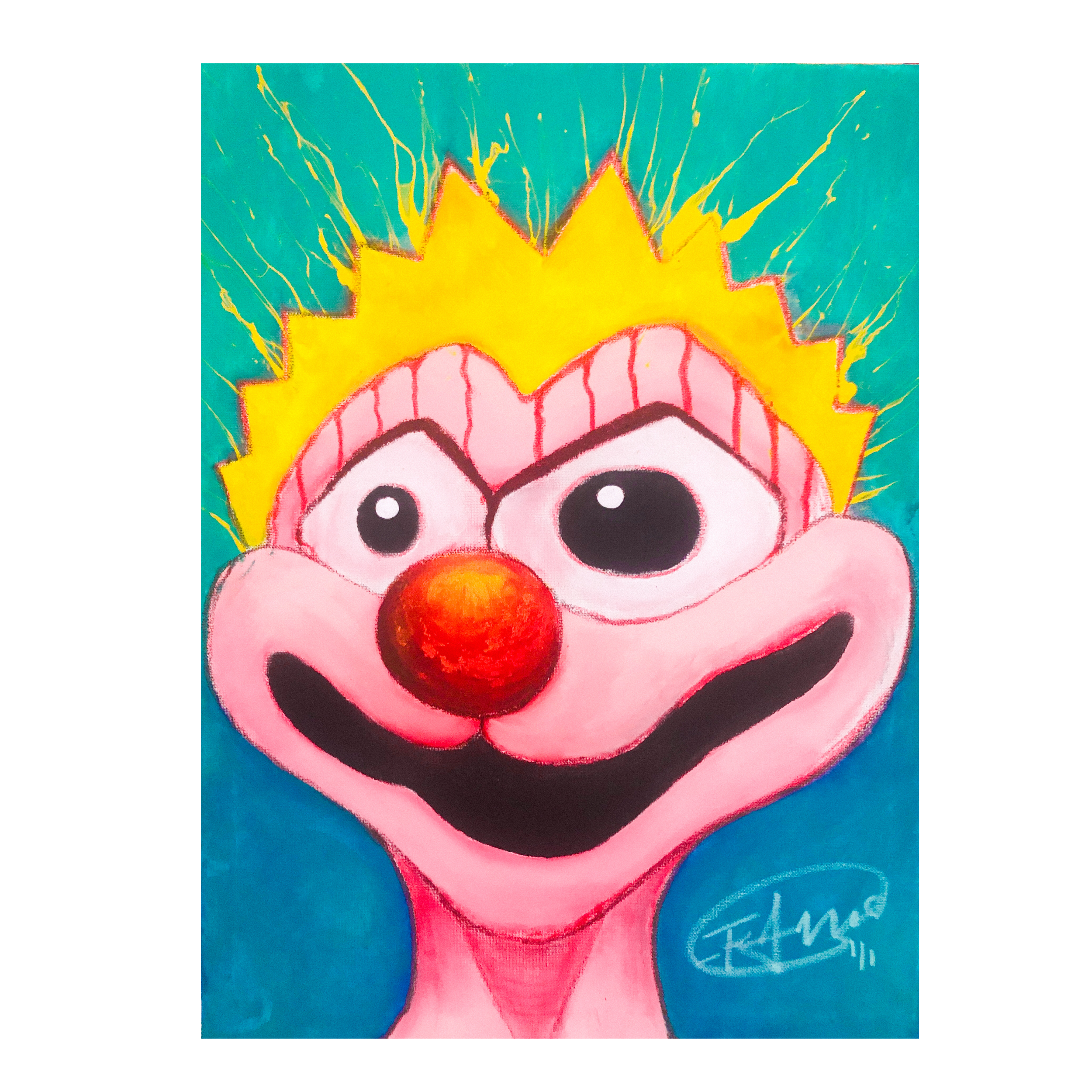 "Headshot" 18x24" Finger Painting
