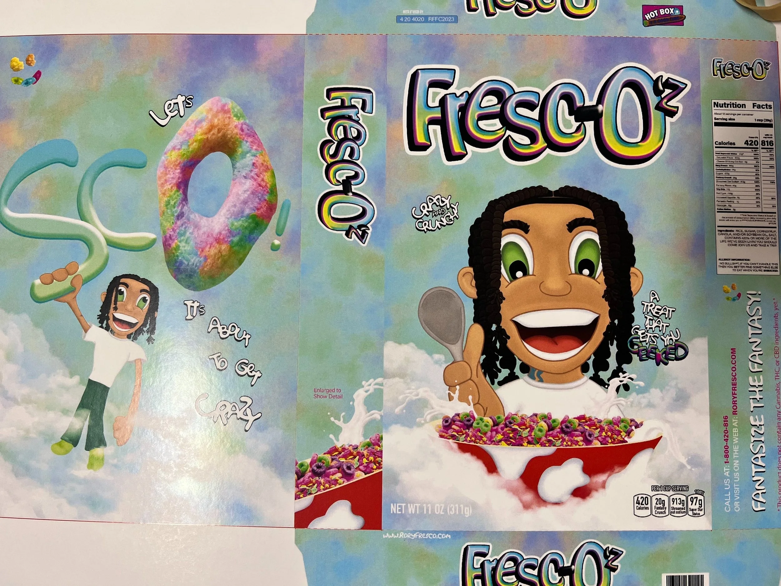Fresc-O's Cereal Box Layout