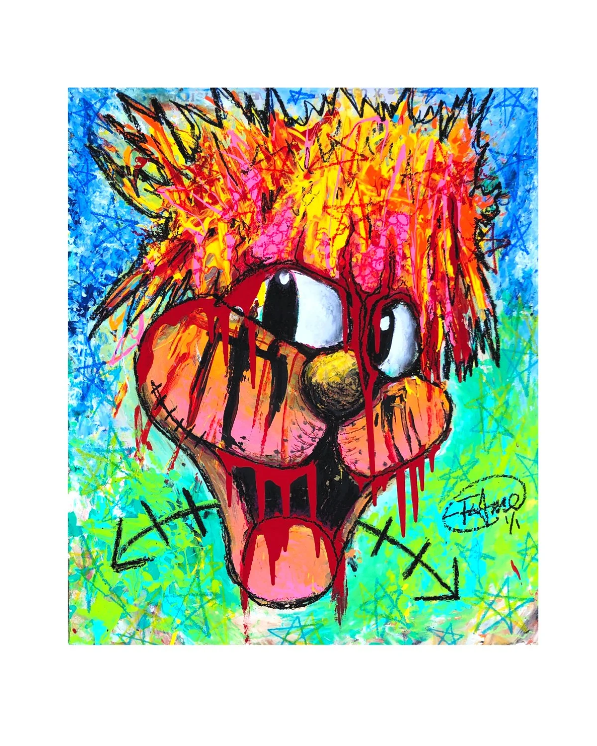 "The Creature" 23x28" Finger Painting