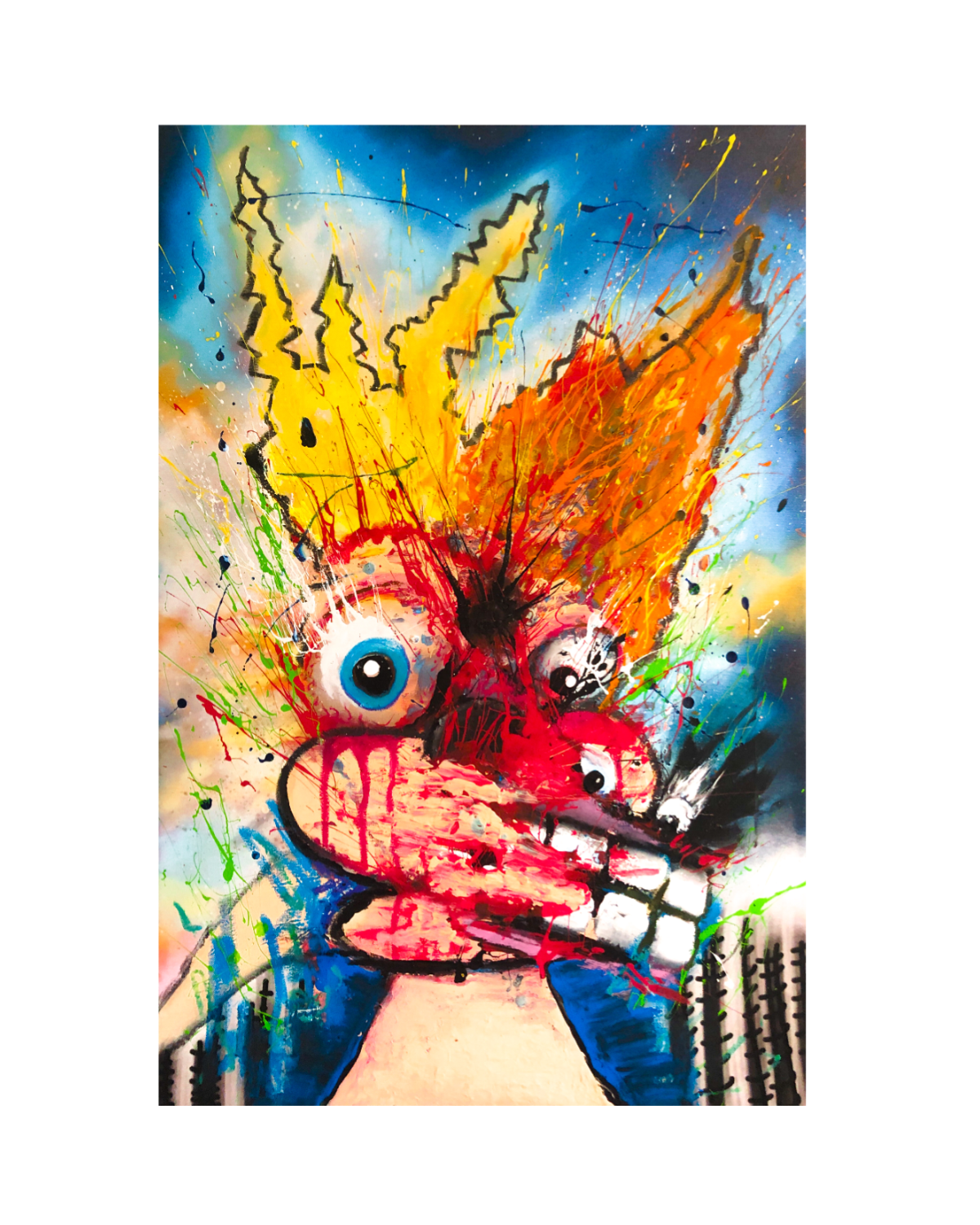 "Catch 'Em All" 20x30" Finger Painting