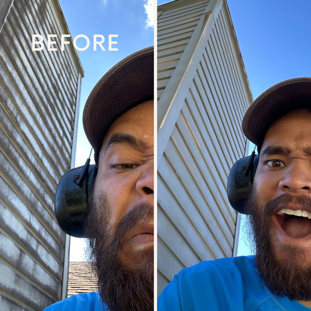 Before and after a long day of pressure washing in northeast Florida
