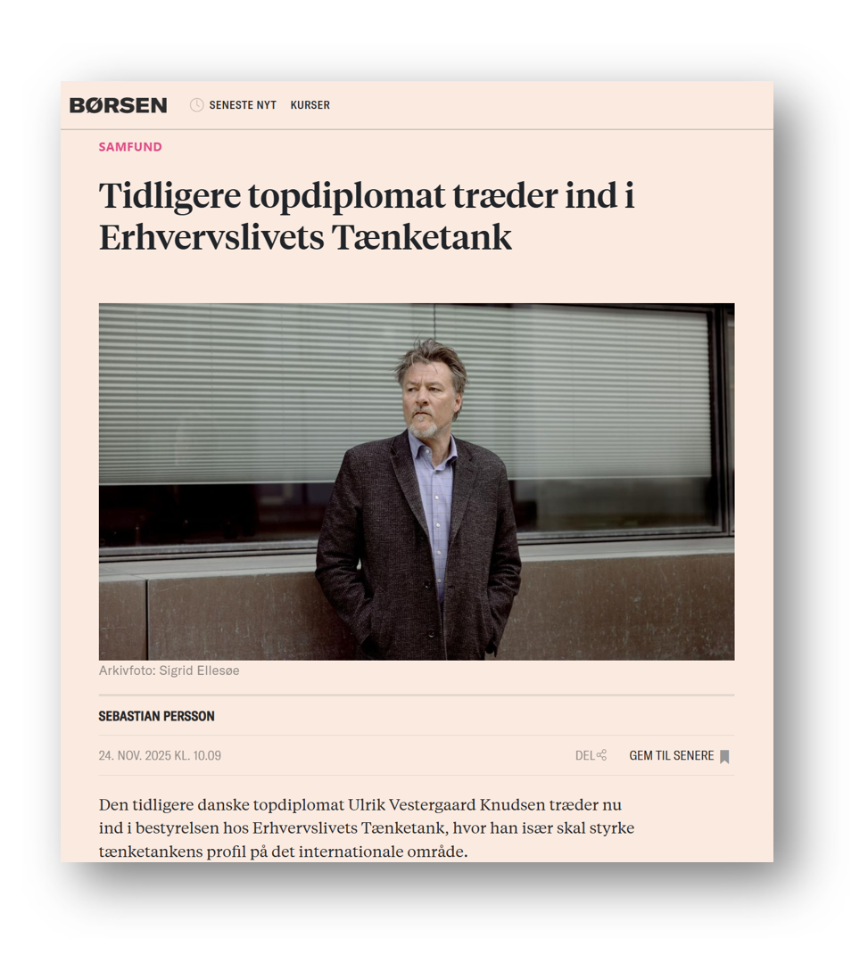 Ulrik Vestergaard indtræder i bestyrelsen for Erhvervslivets Tænketank