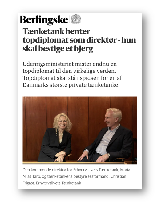 I en verden i forandring ansætter Erhvervslivets Tænketank erfaren diplomat som ny direktør