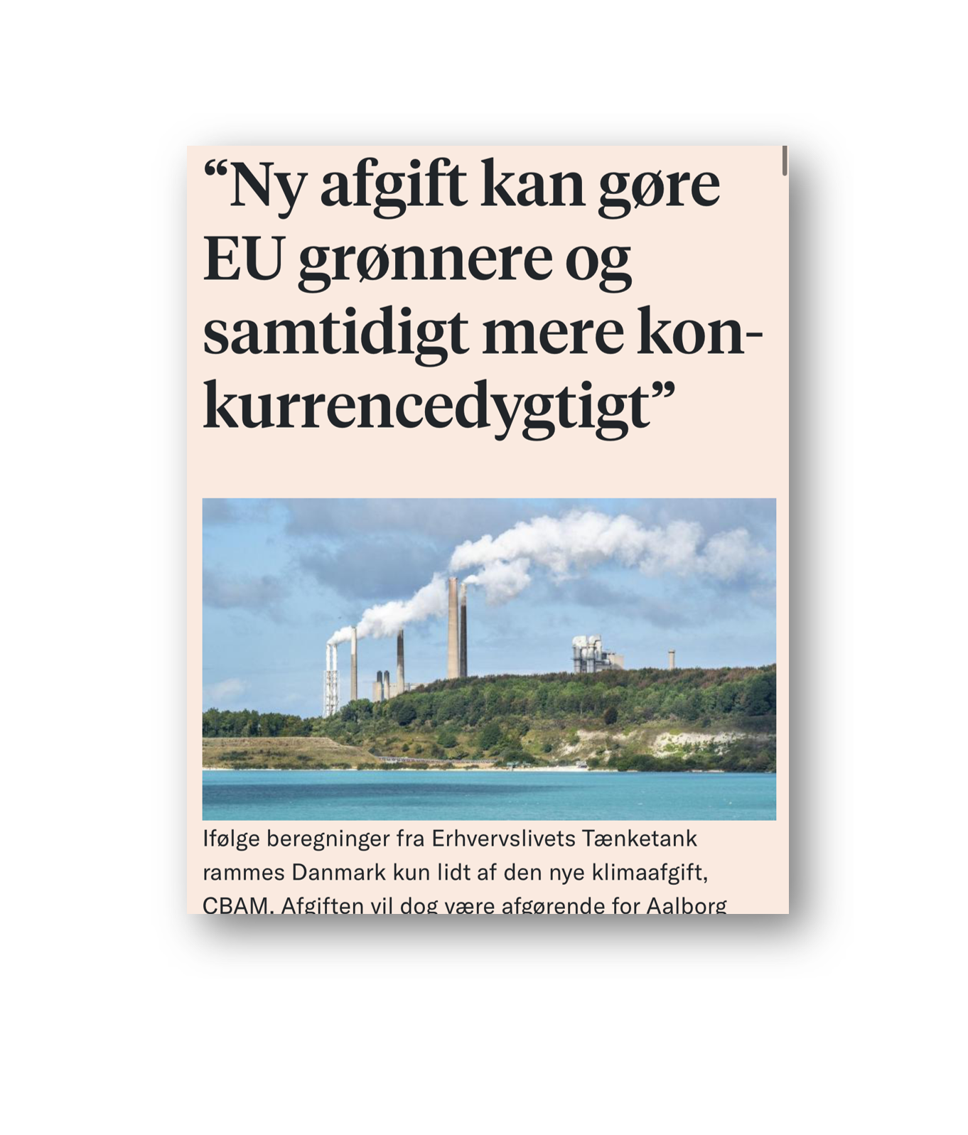 Børsen: Ny afgift kan gøre EU grønnere og samtidig mere konkurrencedygtigt