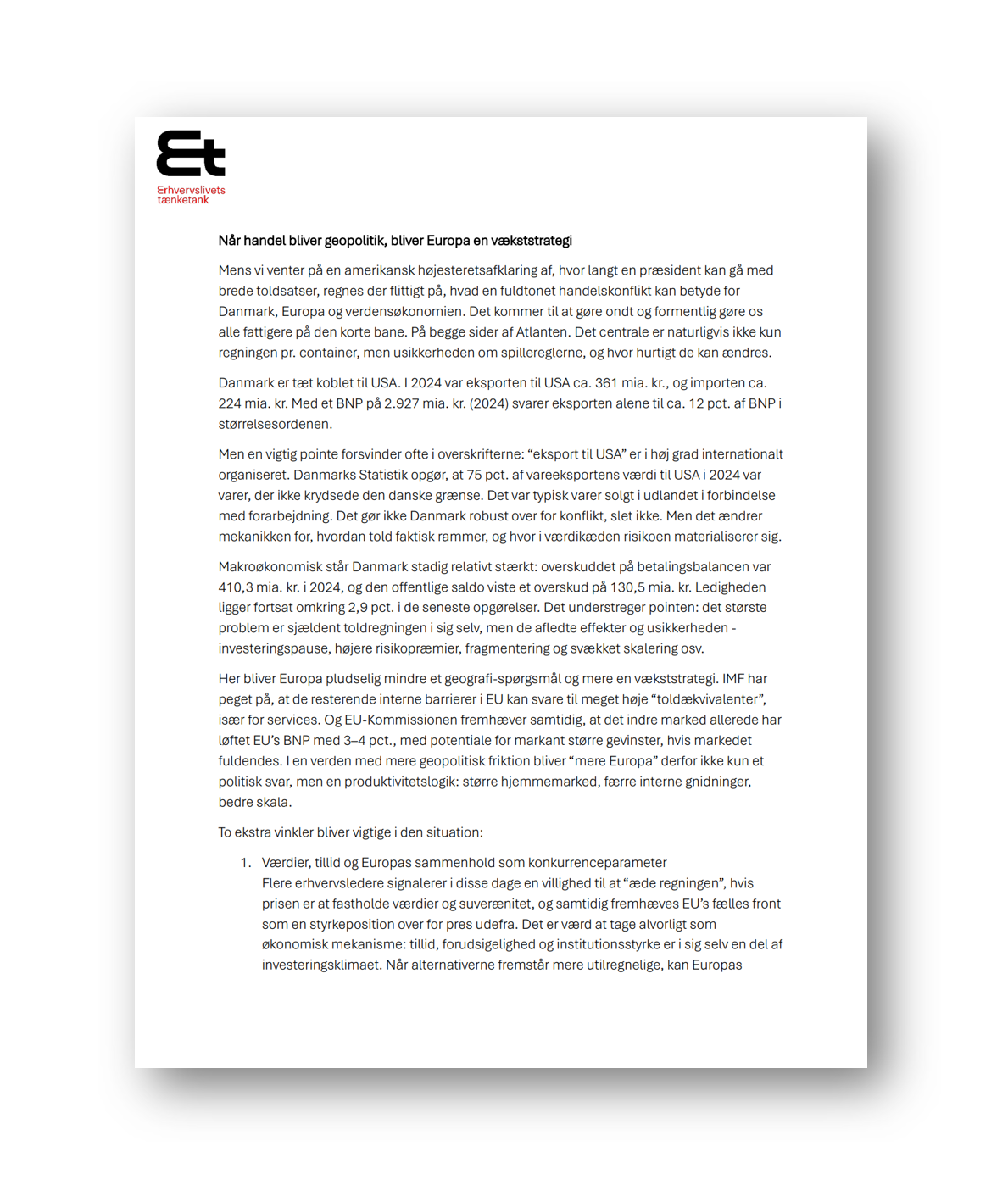 Når handel bliver geopolitik, bliver Europa en vækststrategi