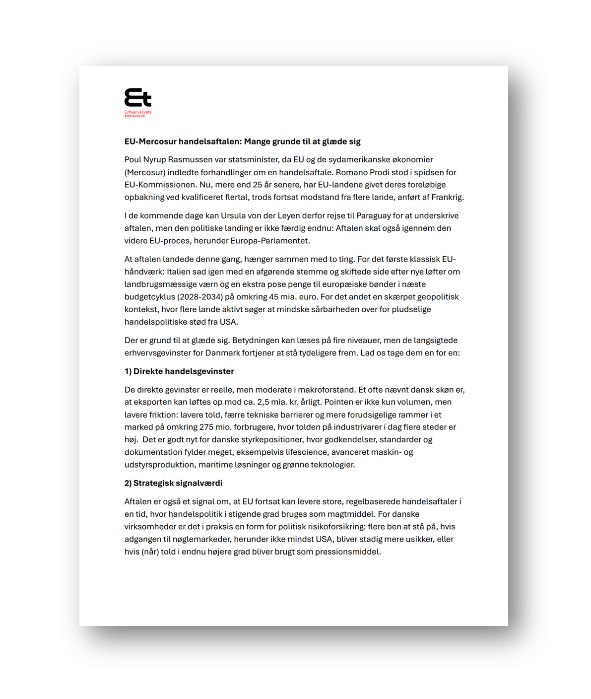 EU-Mercosur handelsaftalen: Mange grunde til at glæde sig